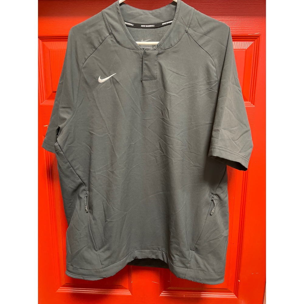 Nike Baseball Mens Gray Short Sleeve Windbreaker Pullover Jacket Size Large